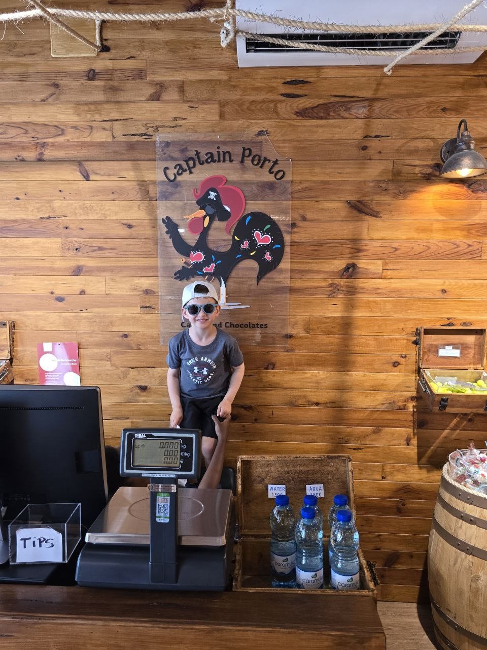 Captain Porto pirate-themed candy shop display in Belém