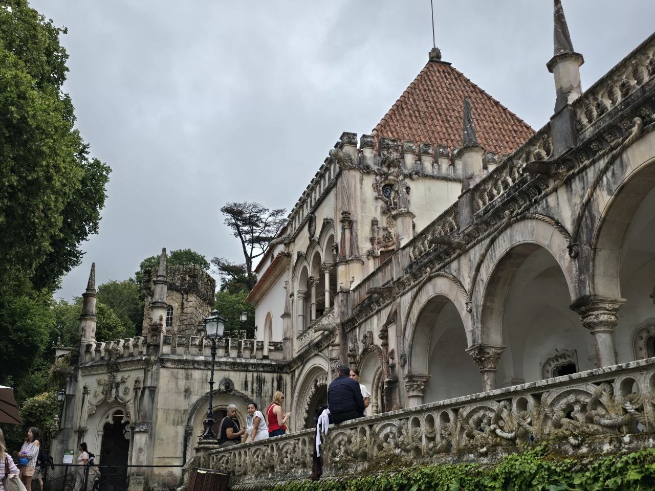 Stone arches and palace details at Quinta da Regaleira